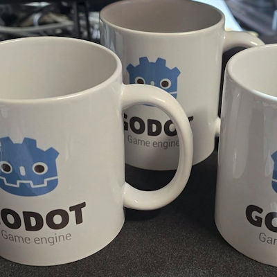 Custom Godot Engine coffee mugs